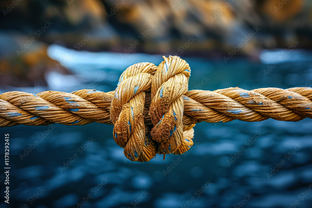 Rope is tied in a knot. Rope is tied in a knot.