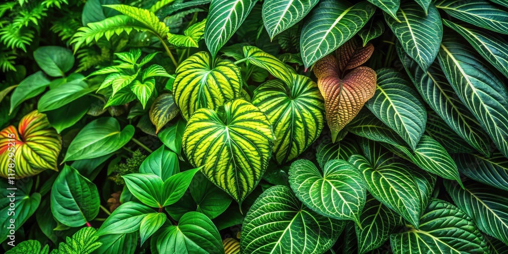 Naklejka premium Lush Greenery Background Photography: Nature Scenery, Green Leaves, Foliage, Plants, Environmental Images, Eco Friendly, Botanical Photography