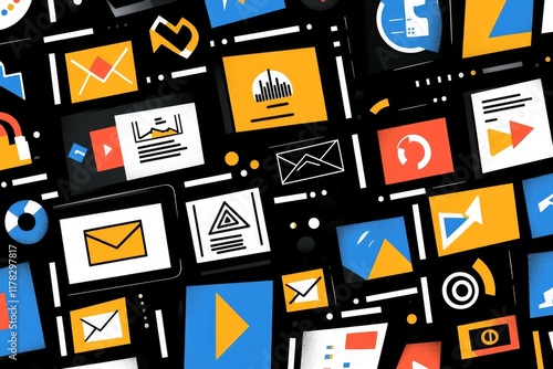 Abstract Colorful Digital Marketing Icons Background