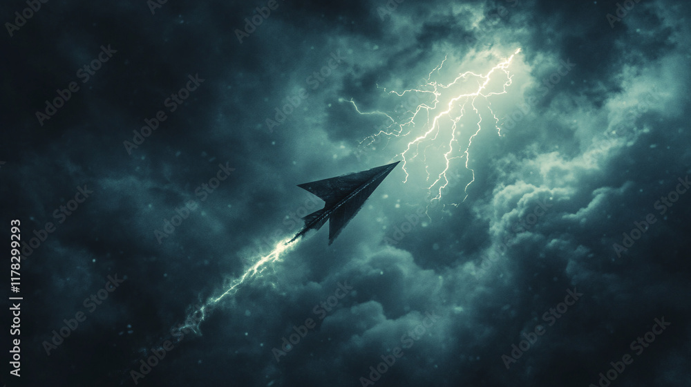 A stylized arrow flying through a stormy sky, with lightning illuminating its path, symbolizing courage in the face of challenges. A stylized arrow flying through a stormy sky, with lightning illuminating its path, symbolizing courage in the face of challenges.