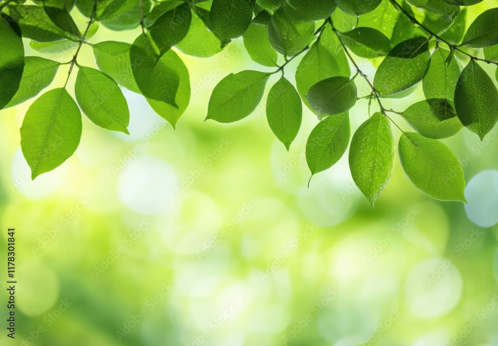 Fresh Green Leaves with Soft Focus Background in Natural Setting Fresh Green Leaves with Soft Focus Background in Natural Setting