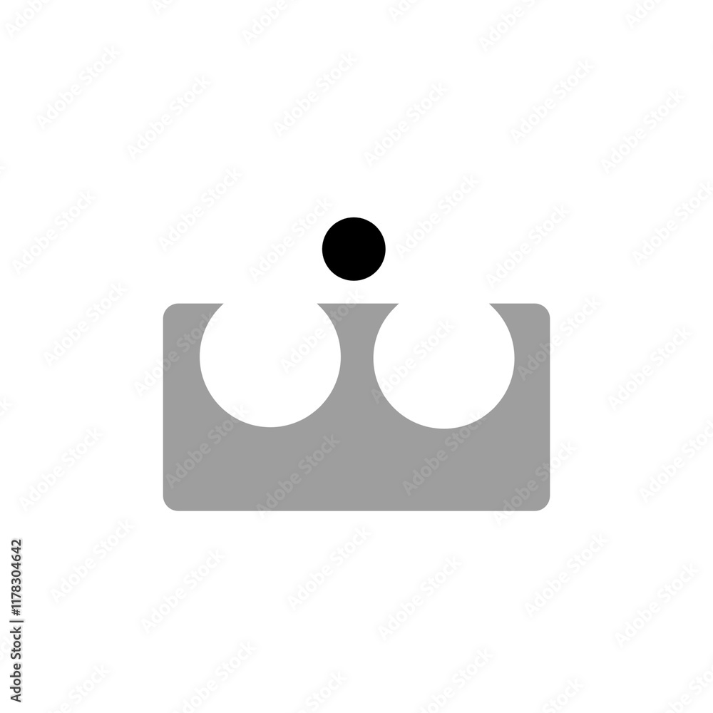 Abstract design featuring a black circle above grey shapes Abstract design featuring a black circle above grey shapes