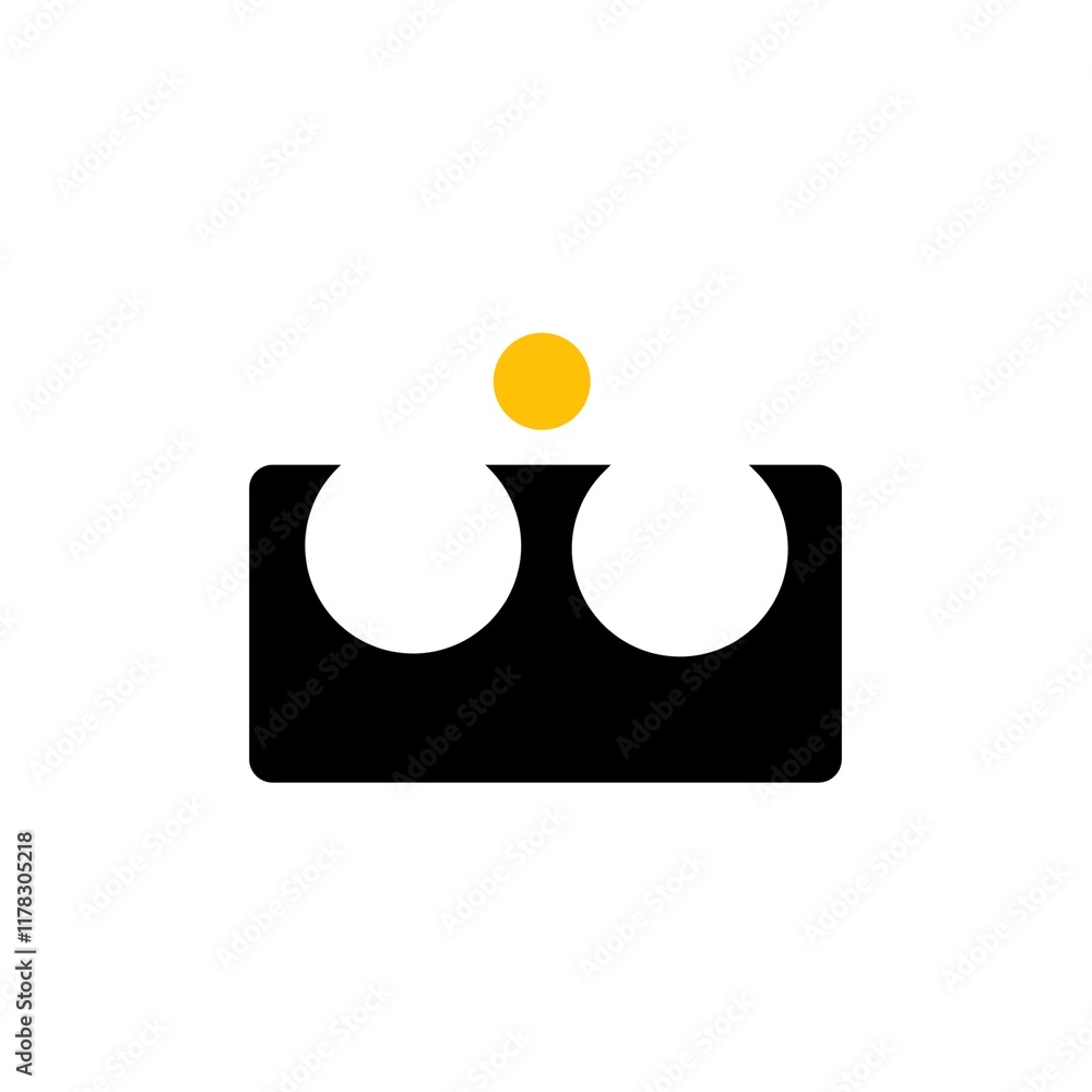 Abstract design with yellow circle above black shape Abstract design with yellow circle above black shape
