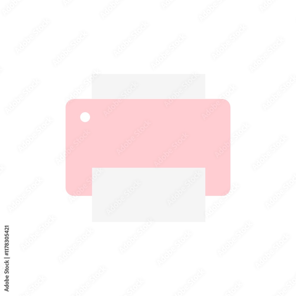 Pink Printer Icon Showing Paper Input and Output Pink Printer Icon Showing Paper Input and Output