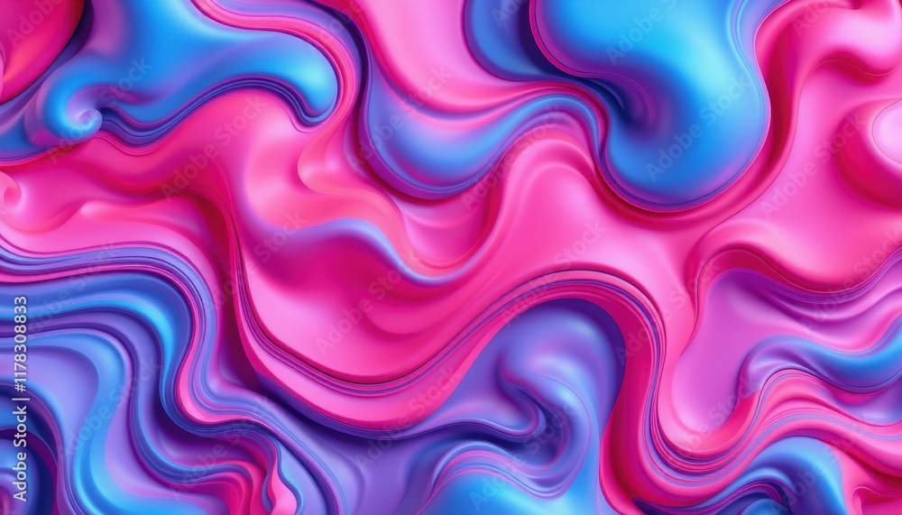 Abstract Swirling Pink and Blue Liquid Design