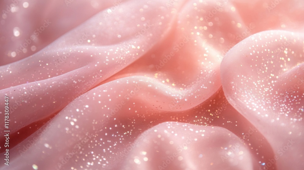 Pink Glittering Fabric Draped Softly and Beautifully Pink Glittering Fabric Draped Softly and Beautifully