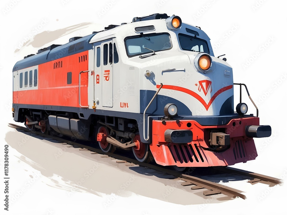 Watercolor Classic Train, Passenger Train, Cartoon Locomotives Clipart, Antique Train, Printable, Digital download, Paper craft, junk journal, Wall art, Nursery, Railway Transport