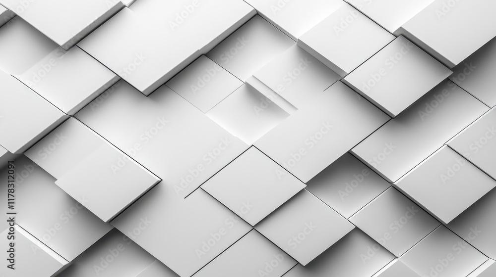 Abstract composition of white geometric shapes creating a modern, textured background. Abstract composition of white geometric shapes creating a modern, textured background.