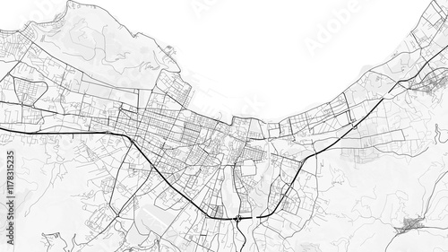 Fototapeta Naklejka Na Ścianę i Meble -  Map of Palermo, Italy. Perfect for posters, printing, wallpaper, and home decor. Maps with monochrome and black and white styles, suitable for those who want to customize