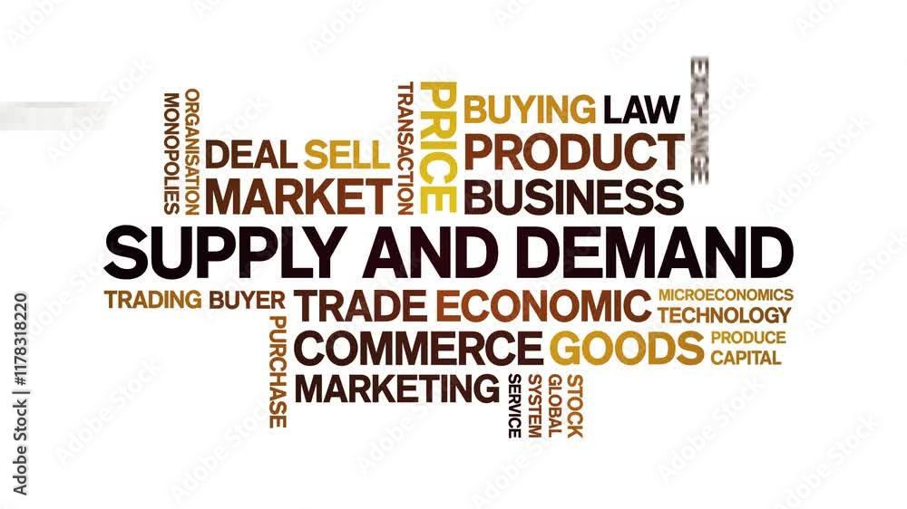 Supply and Demand animated word cloud;text design animation tag kinetic typography seamless loop. Supply and Demand animated word cloud;text design animation tag kinetic typography seamless loop.