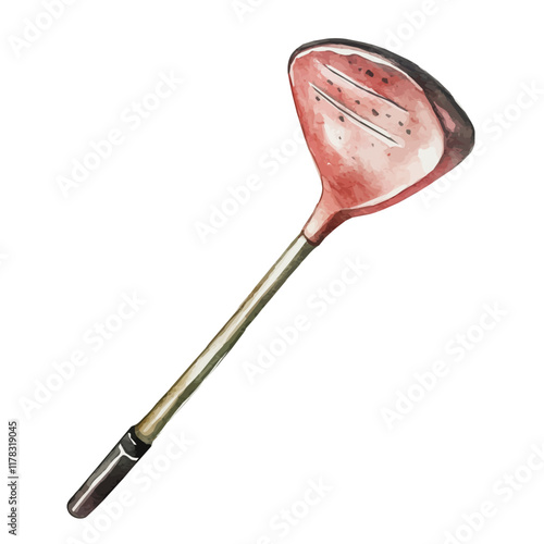 A watercolor painting of a golf club, isolated on a white background. Golf club vector.
