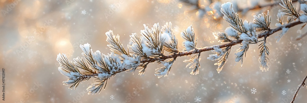 Snow-covered pine branch in winter sunlight. Snow-covered pine branch in winter sunlight.