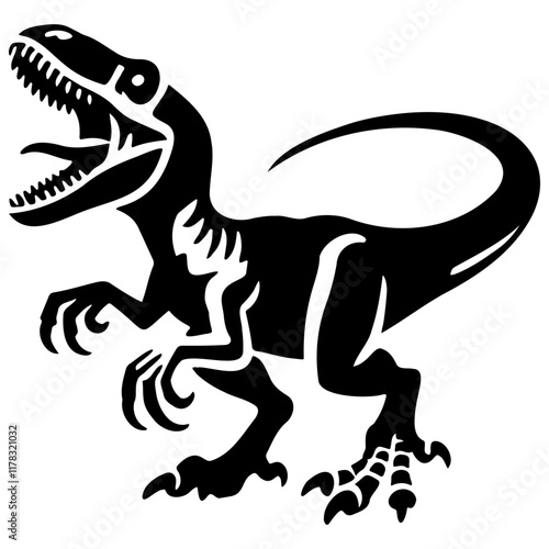 Dinosaur Sketch Illustration. Velociraptor.