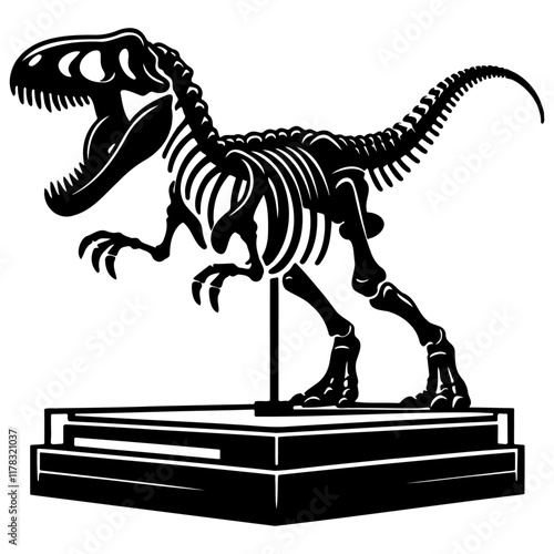 Dinosaur Velociraptor Bones Silhouette.