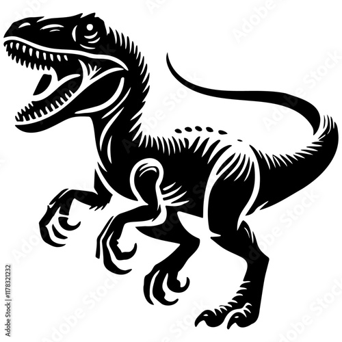 Dinosaur Sketch Illustration. Velociraptor.