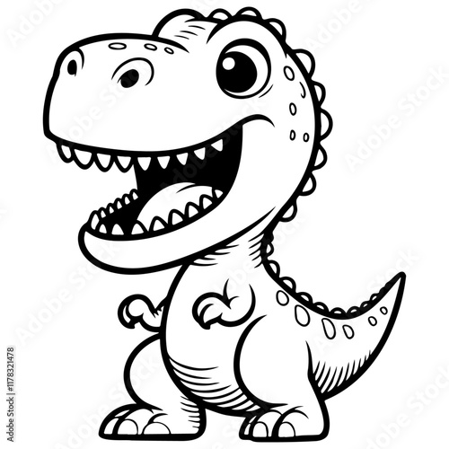 Cute Tyrannosaurus T-Rex Dinosaur Illustration.