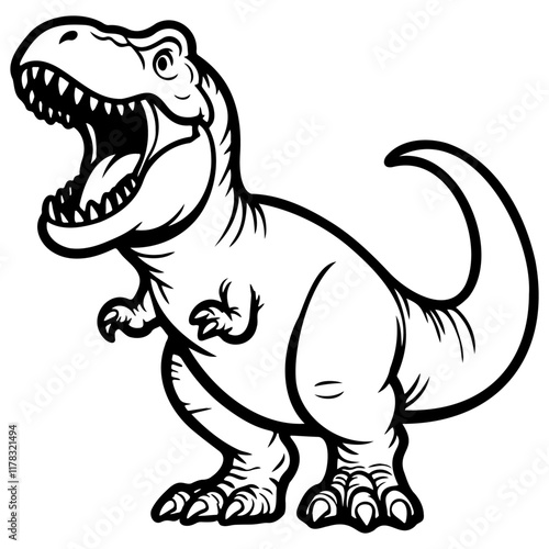 Cute Tyrannosaurus T-Rex Dinosaur Illustration.