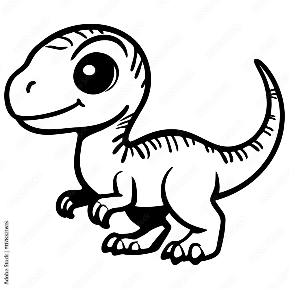 Fototapeta premium Cute Dinosaur Sketch Illustration. Velociraptor.