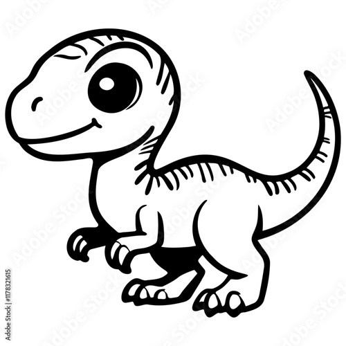 Cute Dinosaur Sketch Illustration. Velociraptor.