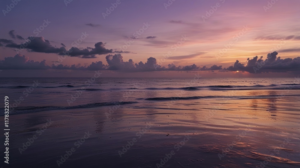 Fototapeta premium computer wallpaper aesthetic purple ,Soft purple sunset over a calm, serene ocean