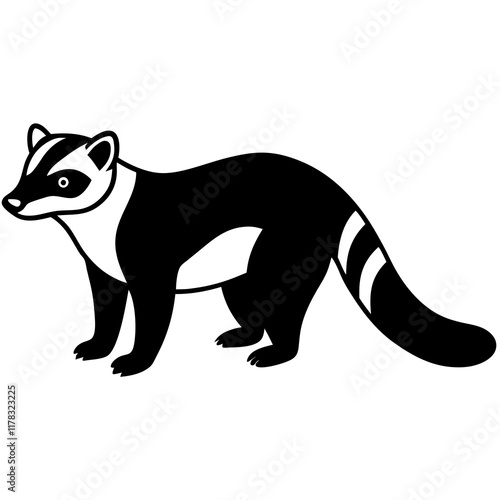 Cute  Line Art Coati Silhouette Black Vector Illustration photo