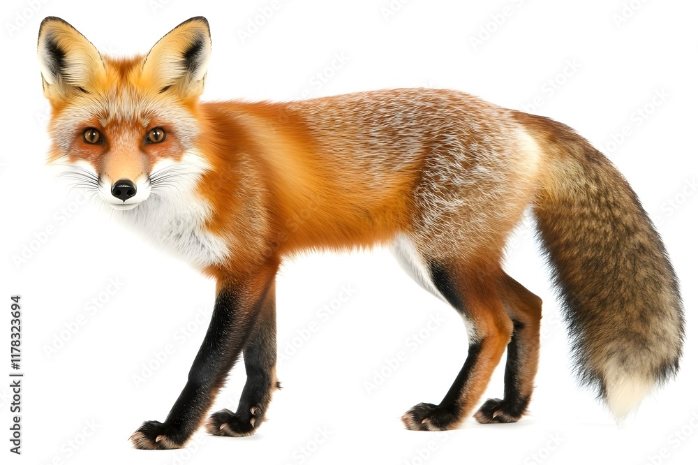 Fox Isolated on White Background. Fox Isolated on White Background.