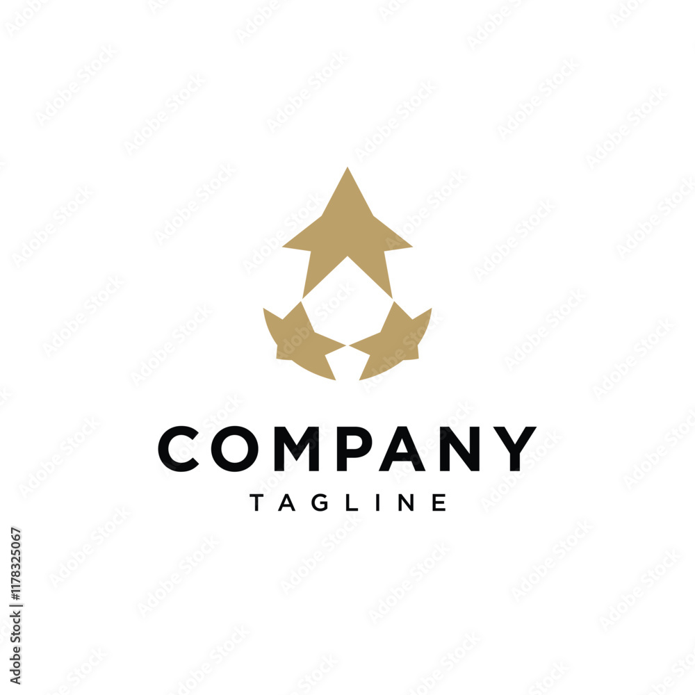 Obraz premium Three Star Elegant Logo Icon Vector