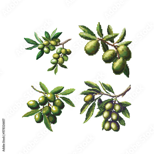 Olive pixel art design vector template illustration