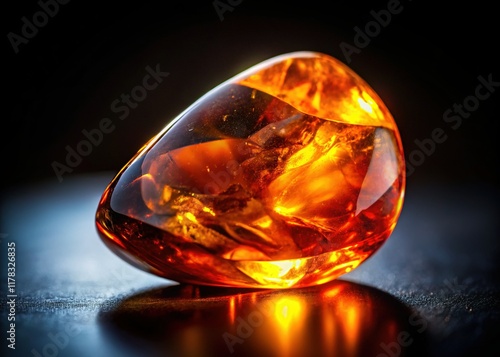 Silhouette Amber Stone Close-up: Warm, Glowing Resin Detail photo