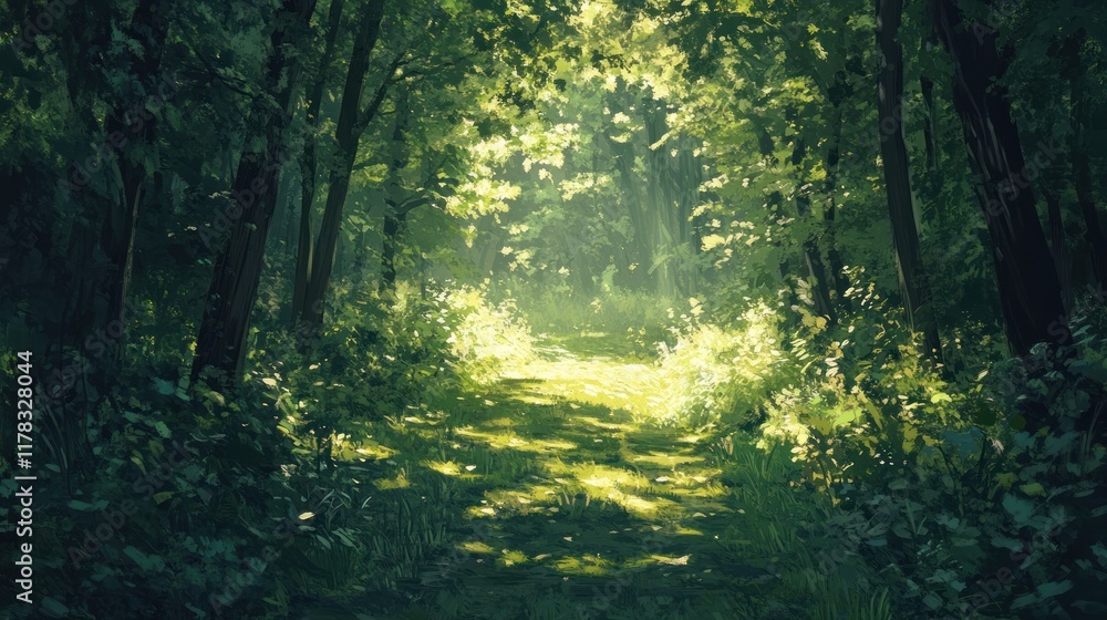 Sunlit Forest Path: A Serene Escape into Nature's Embrace Sunlit Forest Path: A Serene Escape into Nature's Embrace