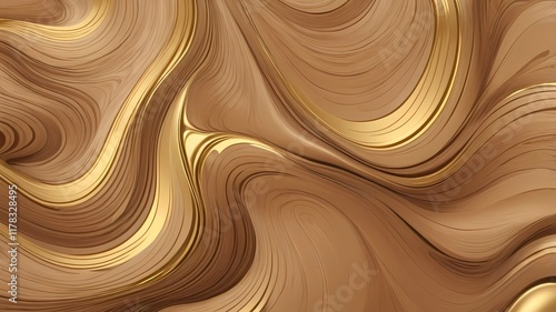 Wallpaper Mural Luxury line background, gold wavy art texture. Organic wood, hair illustration, curve elegant graphic. Flow template, swirl graphic. Torontodigital.ca