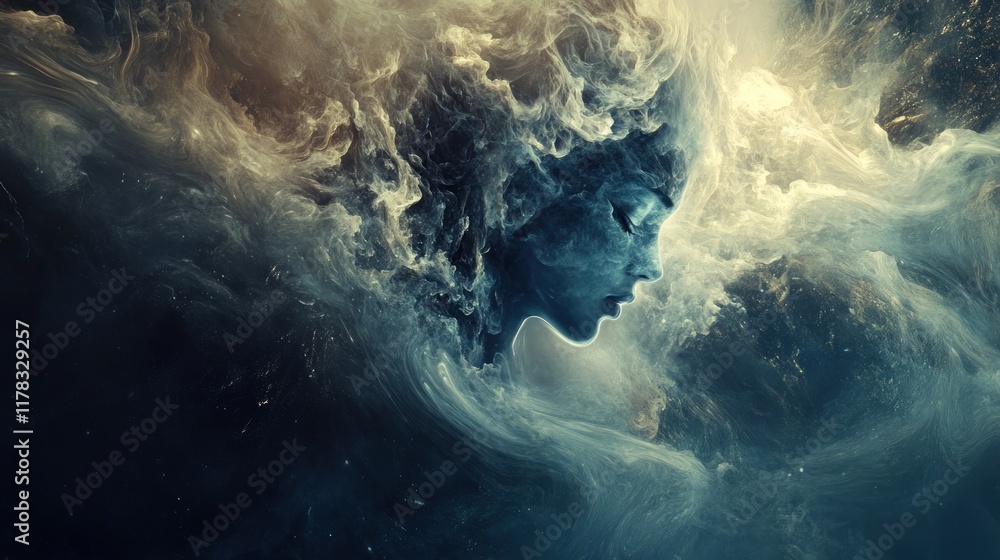 Ethereal Woman Emerging from Nebula: A Digital Painting Ethereal Woman Emerging from Nebula: A Digital Painting