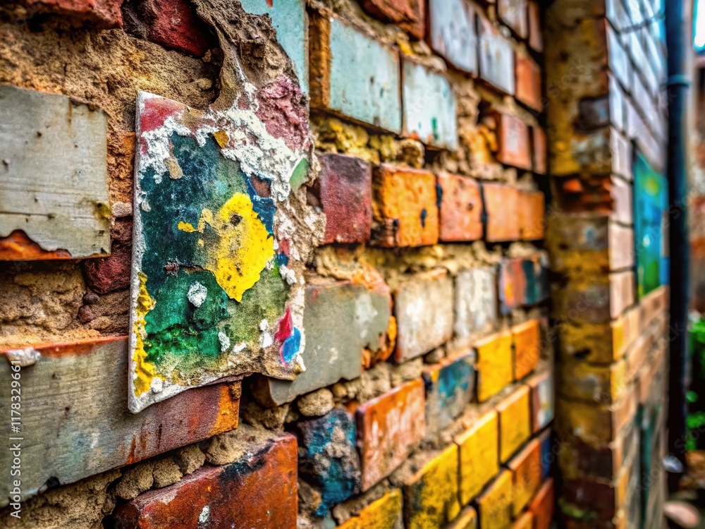 Naklejka premium Grungy urban exploration: abandoned buildings, tags, and decay.