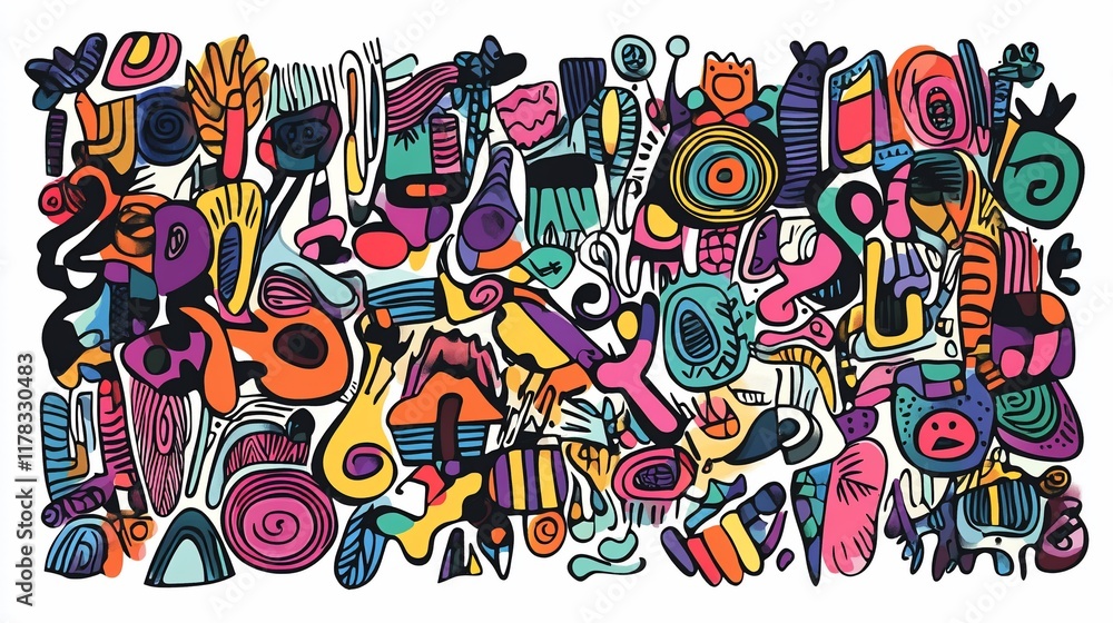 Obraz premium Colorful abstract doodle art background. (1)