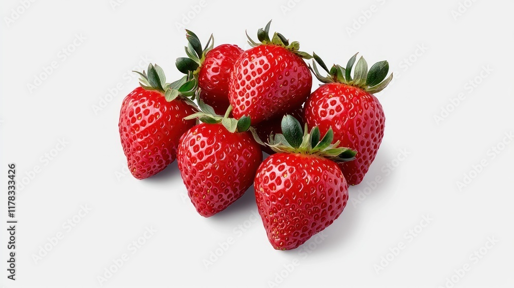 A cluster of fresh, ripe strawberries on a light background. A cluster of fresh, ripe strawberries on a light background.