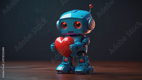 computer wallpaper background cute , Adorable 3D robot holding a heart in its hands

