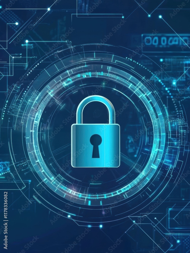 Abstract Digital Padlock Representing Online Security with Binary Code on a Futuristic Background
Abstract Digital Padlock Representing Online Security with Binary Code on a Futuristic Background