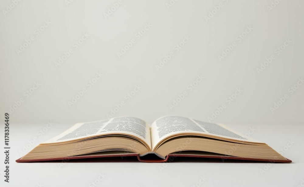 An open book with crisp white pages spread wide against a warm beige background, inviting exploration and discovery. An open book with crisp white pages spread wide against a warm beige background, inviting exploration and discovery.