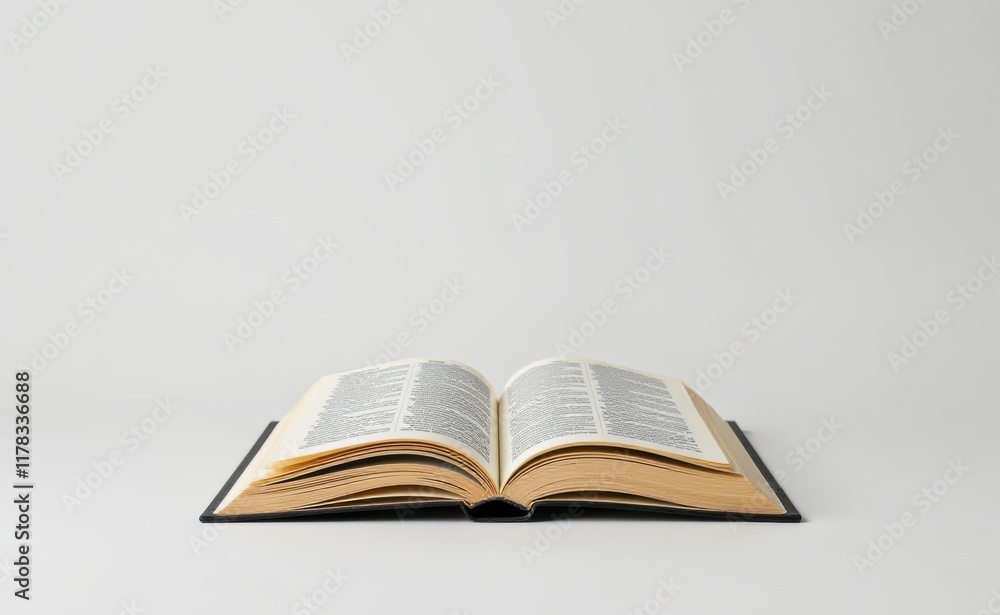 An open book with crisp white pages spread wide against a warm beige background, inviting exploration and discovery. An open book with crisp white pages spread wide against a warm beige background, inviting exploration and discovery.
