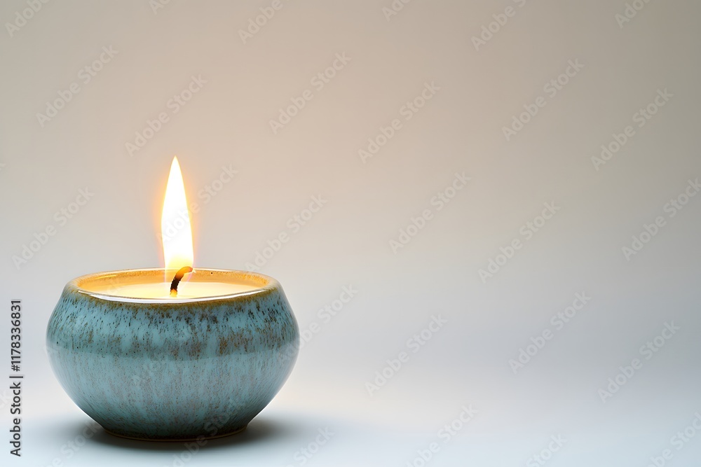 Tranquil Candle Flame Glowing in a Serene Environment, Creating a Warm, Cozy Atmosphere for Relaxation, Meditation, or Spa Treatments Tranquil Candle Flame Glowing in a Serene Environment, Creating a Warm, Cozy Atmosphere for Relaxation, Meditation, or Spa Treatments