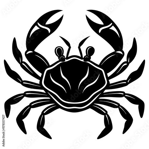 Cute  Line Art Crab Silhouette Black Vector Illustration