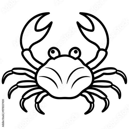 Cute  Line Art Crab Silhouette Black Vector Illustration