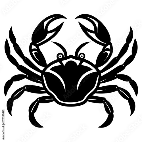 Cute  Line Art Crab Silhouette Black Vector Illustration photo