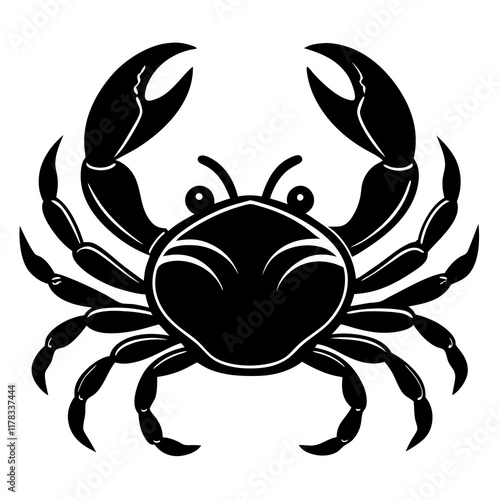 Cute  Line Art Crab Silhouette Black Vector Illustration photo