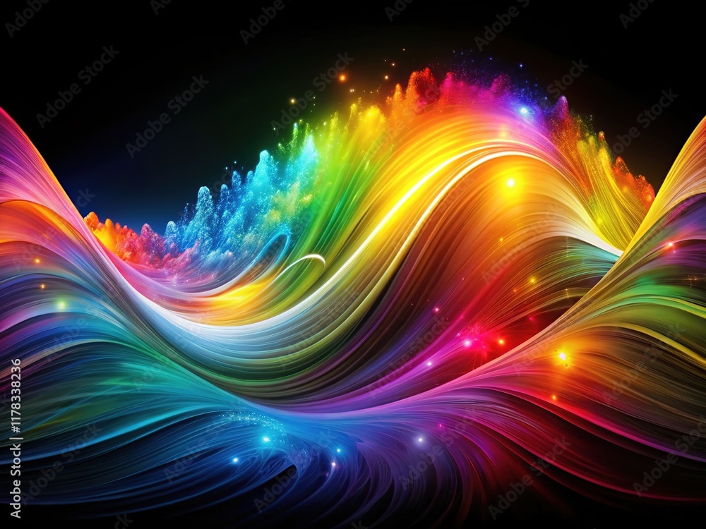 Abstract Dark Background Waves - Vibrant Colors Abstract Dark Background Waves - Vibrant Colors