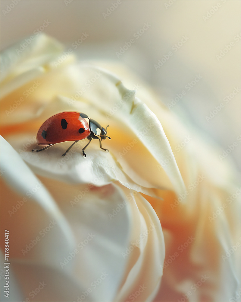 Ladybug on blossom flower in close up, version 15 Ladybug on blossom flower in close up, version 15