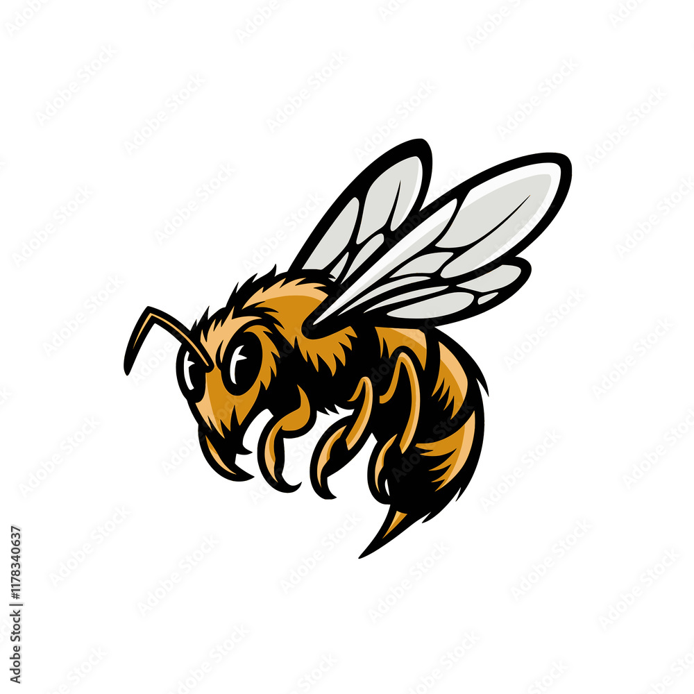bee yellow illustration logo design on white background bee yellow illustration logo design on white background