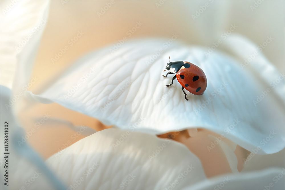 Ladybug on blossom flower in close up, version 10