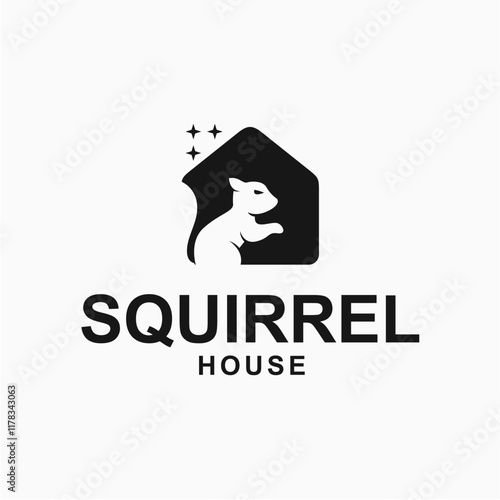 Squirrel and house simple and modern logo