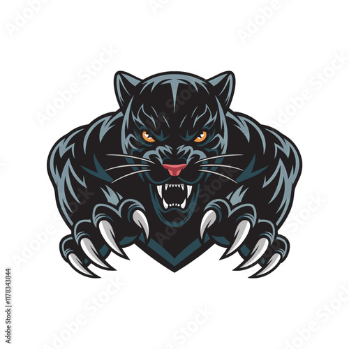 black panther logo attacking with claws design illustration on white background